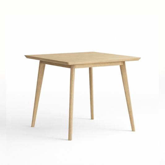 Wooden square dining table on a white background