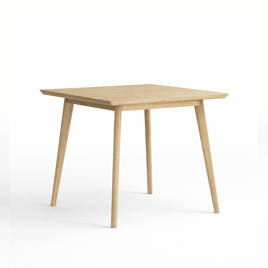 Wooden square dining table on a white background
