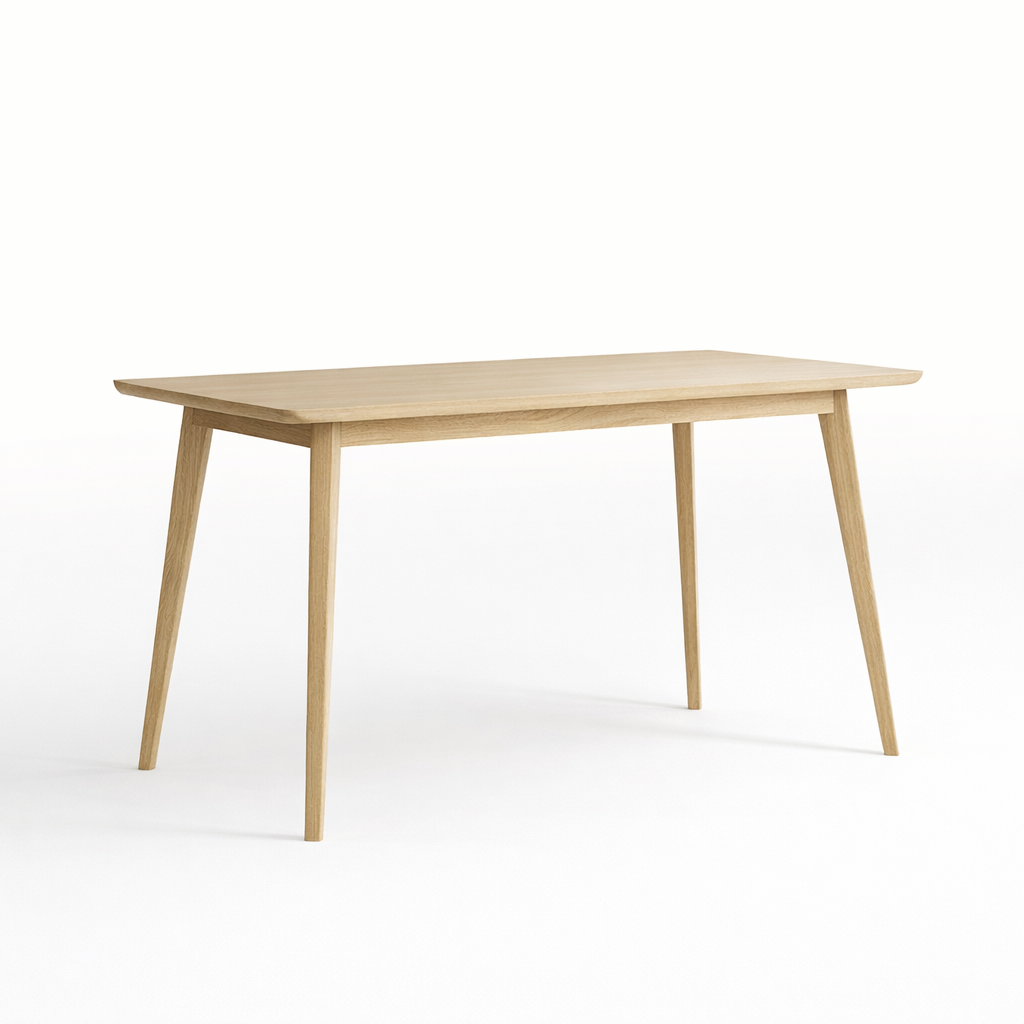 Wooden rectangular dining table on a white background