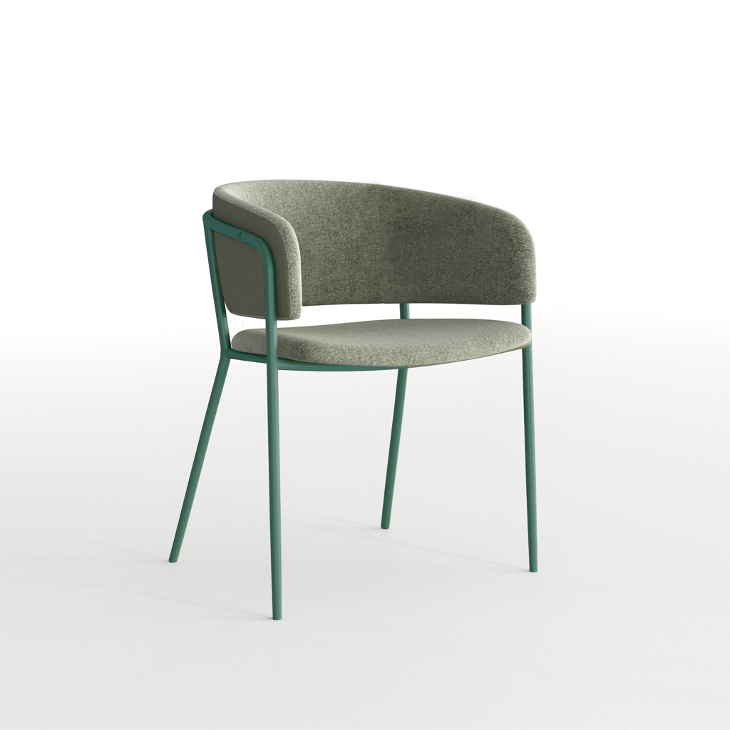 Green chair with a white background